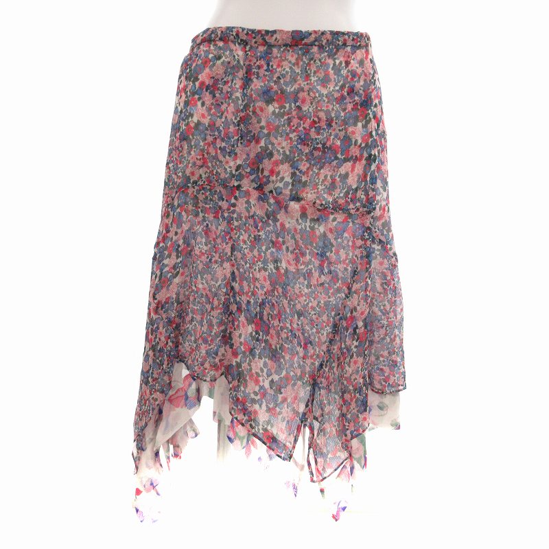 【中古】未使用品 イザベルマラン ISABEL MARANT 2020年製 フレアスカート ひざ丈 レイヤード アシンメトリー 花柄 シルク 絹 36 S ピンク 青 ブルー /TN2 0831 GY21 ●TZ レディース 【ベクトル 古着】 240831