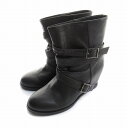 【中古】未使用品 センソユニコ Senso unico t.b タグ付き エンジニア ショート ブーツ インヒール 60 23cm 2 黒 ブラック 04218...