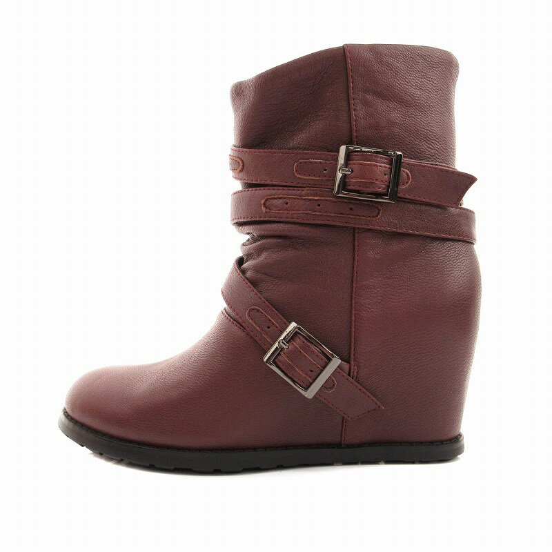 【中古】未使用品 t.b ティービー センソユニコ MIC project タグ付き エンジニアブーツ ショート インヒール レザー 65 37 23.5cm 紫 ..