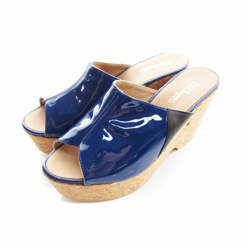 【中古】未使用品 センソユニコ Senso unico FXAFERRIRA by gaimo ミュール サンダル ウエッジソール エナメル 65 37 24cm 75 青 ブルー 04165220 /KO1 ■SUT ●TZ レディース 【ベクトル 古着】 241004