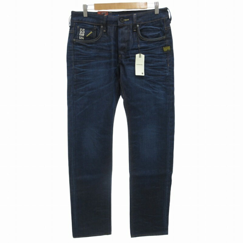 【中古】未使用品 ジースターロウ G-Star RAW タグ付き ATTACC LOW STRAIGHT LEXICON DENIM DK AGED デニムパンツ ジーンズ ストレート ボタンフライ W31 W34 M 濃紺 ネイビー 50625 /FF43 0928 ●TZ メンズ 【ベクトル 古着】 240928