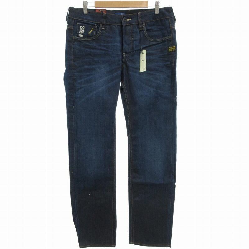 【中古】未使用品 ジースターロウ G-Star RAW タグ付き ATTACC LOW STRAIGHT LEXICON DENIM DK AGED デニムパンツ ジーンズ ストレート ボタンフライ W33 W34 L 濃紺 ネイビー 50625 /SS23 0928 ●TZ メンズ 【ベクトル 古着】 240928
