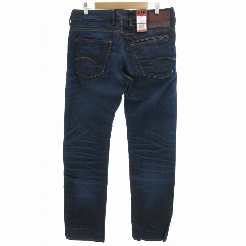 【中古】未使用品 ジースターロウ G-Star RAW タグ付き ATTACC LOW STRAIGHT LEXICON DENIM DK AGED デニムパンツ ジーンズ ストレート ボタンフライ W33 W34 L 濃紺 ネイビー 50625 /SS23 0928 ●TZ メンズ 【ベクトル 古着】 240928