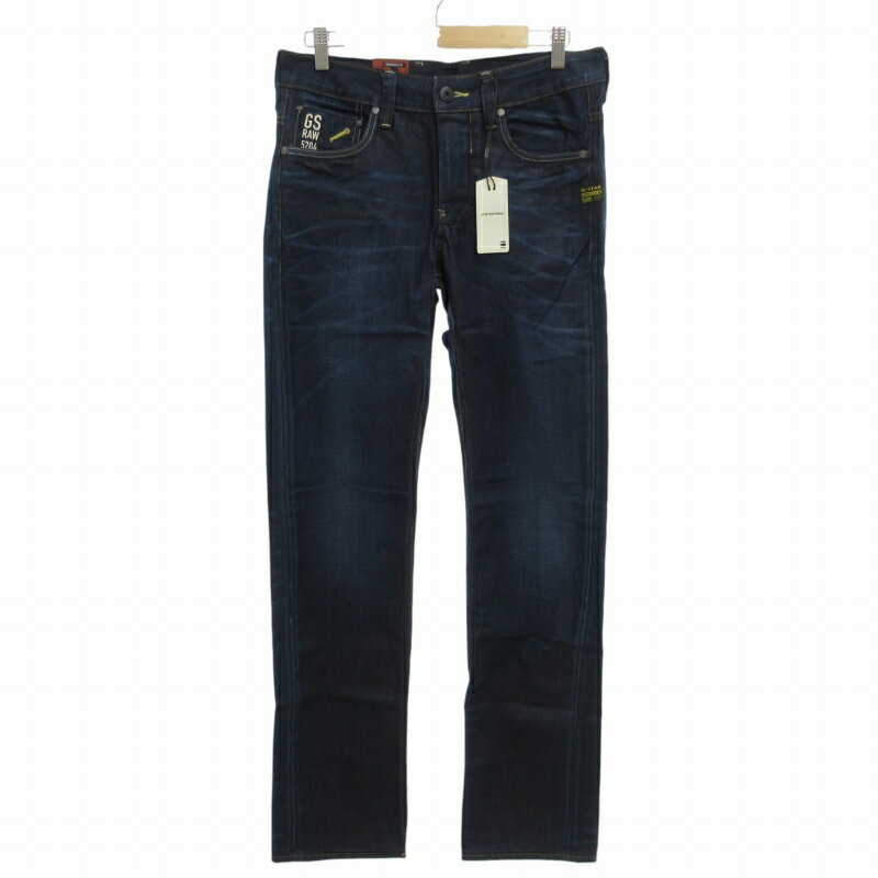 【中古】未使用品 ジースターロウ G-Star RAW タグ付き ATTACC LOW STRAIGHT LEXICON DENIM DK AGED デニムパンツ ジーンズ ストレート ボタンフライ W30 W34 M 濃紺 ネイビー 50625 /FT18 0927 ●TZ メンズ 【ベクトル 古着】 240927