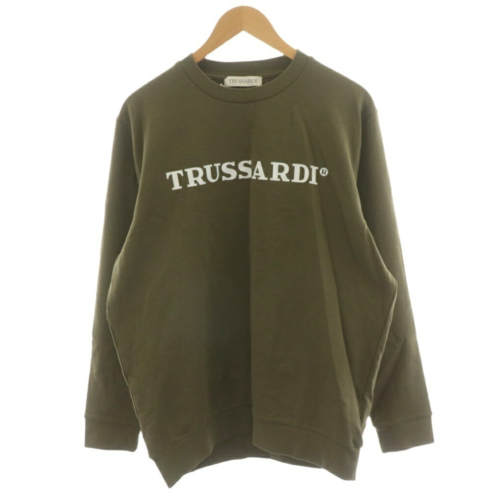 【中古】未使用品 トラサルディ TRUSSARDI スウェット トレーナー プリント ロゴ コットン XL カーキ 52F00248 1T005813 /AN14 メンズ 【ベクトル 古着】 251024