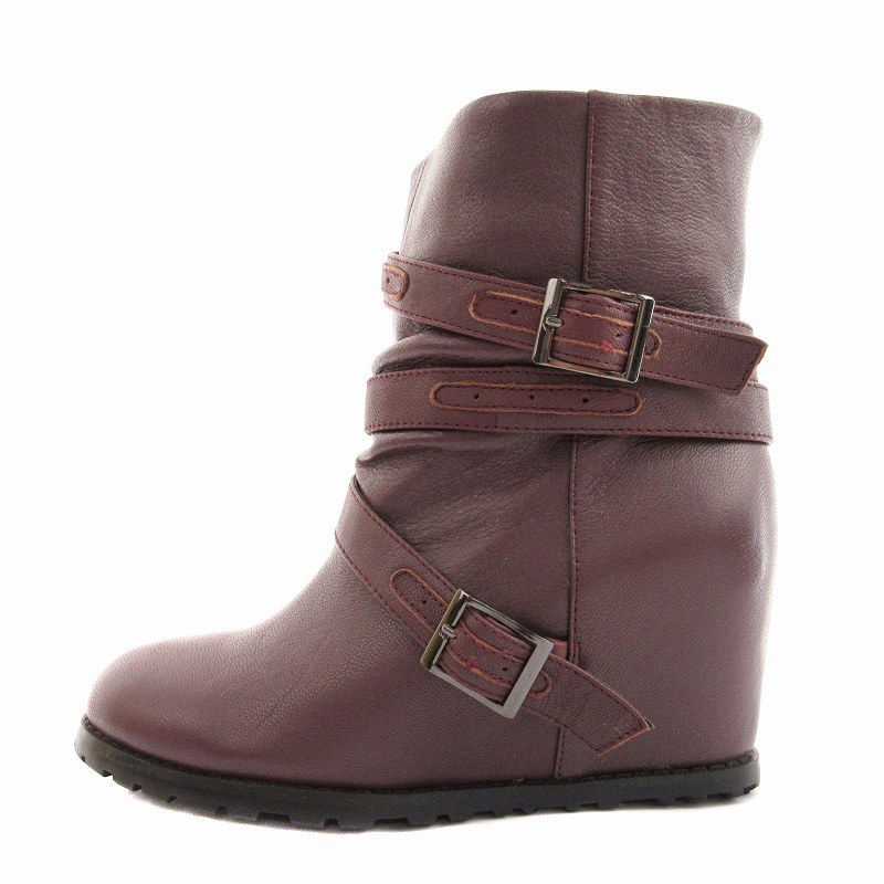 【中古】未使用品 t.b ティービー センソユニコ MIC project タグ付き エンジニアブーツ ショート インヒール レザー 60 36 23cm 紫 パープル /UM51 ■SUT ●TZ レディース 【ベクトル 古着】 241008