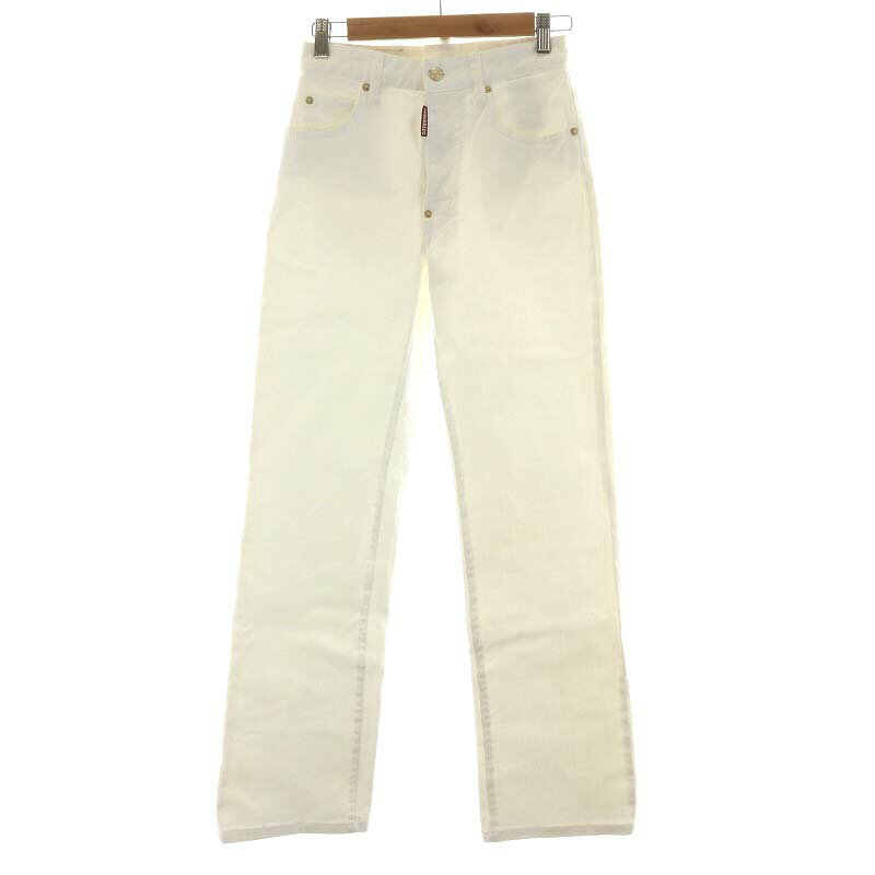 【中古】ディースクエアード DSQUARED2 Dalma jean デニムパンツ ジーンズ ジーパン Gパン ジッパーフライ 40 M 白 ホワイト /AN38 ■OM レディース 【ベクトル 古着】 230727