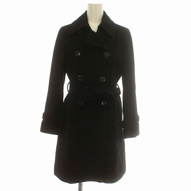 【中古】イネド INED コート アンゴラ混 ウール ダブルコート 7 S 黒 ブラック /☆G レディース 【ベクトル 古着】 240917