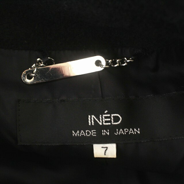 【中古】イネド INED コート アンゴラ混 ウール ダブルコート 7 S 黒 ブラック /☆G レディース 【ベクトル 古着】 240917