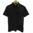 【中古】テーラーメイド TaylorMade ゴルフウェア ポロシャツ ボタンダウン 刺繍 半袖 L 黒 ブラック ■BM /ZS メンズ 【ベクトル 古着】 241127(4)