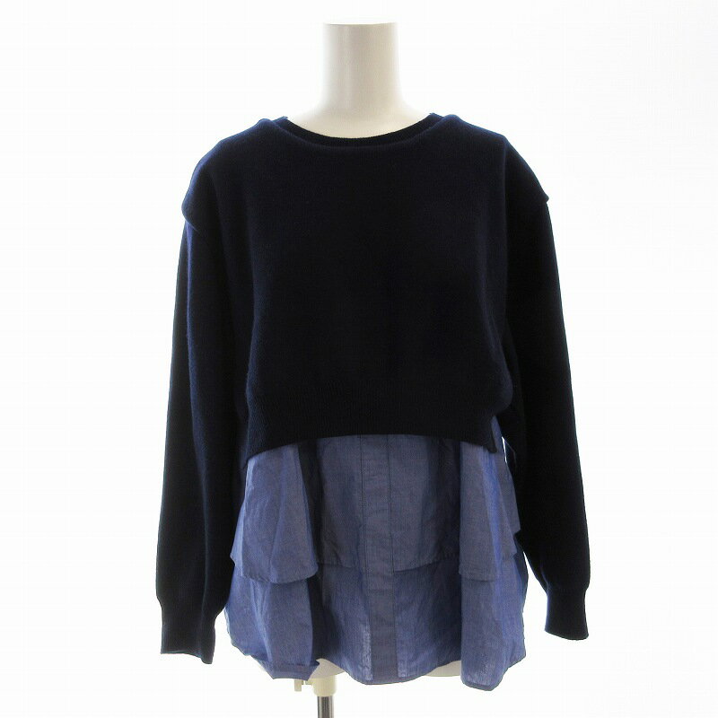 【中古】インディヴィ INDIVI ニット セーター 長袖 フェイクレイヤード 38 紺 ネイビー 8605711 /EE レディース 【ベクトル 古着】 250214
