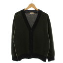 【中古】マーガレットハウエル MARGARET HOWELL 22AW カーディガン ニット ウール カシミヤ混 Vネック 厚手 長袖 M カーキ チャコールグ...