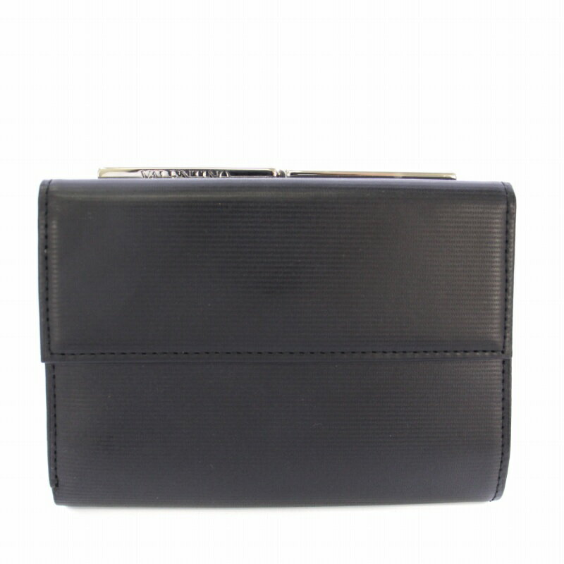 【中古】ヴァレンティノ ガラヴァーニ VALENTINO GARAVANI 三つ折り財布 がま口 レザー 黒 /TK ■MU メンズ 【ベクトル 古着】 250513