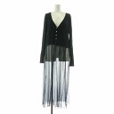 【中古】オードリーアンドジョンワッド Audrey and john wad ドッキングワンピース リブニット ロング レース 長袖 切替 F ネイビー H1749 /NQ ■MU レディース 【ベクトル 古着】 250518