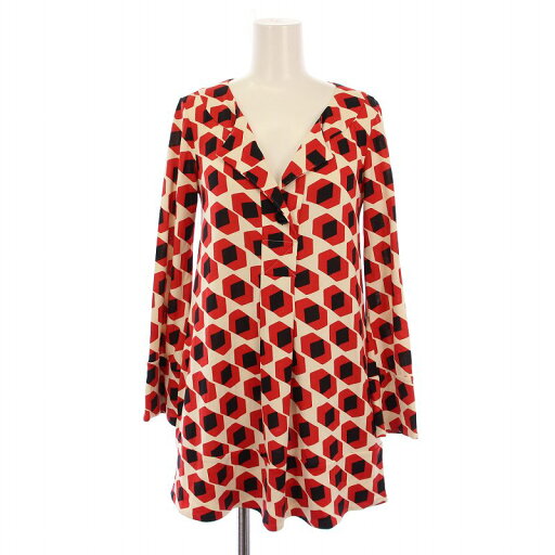【中古】ダイアンフォンファステンバーグ DIANE von FURSTENBERG チュニック 長袖 総柄 シルク 0 赤 ベージュ /BM ■MU レディース 【ベクトル 古着】 250617 【中古】ダイアンフォンファステンバーグ DIANE von FURSTENBERG チュニック 長袖 総柄 シルク 0 赤 ベージュ /BM ■MU レディース 【ベクトル 古着】 250617