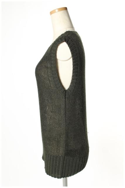 【中古】 セオリー theory 18AW Paper Linen Solid Shell セーター ニット ノースリーブ リネン混 S 緑 グリーン /ms0412 レディース 【ベクトル 古着】 190417