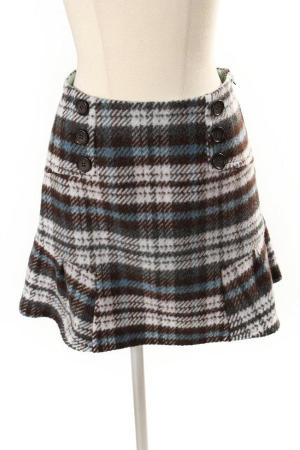 【中古】 アプワイザーリッシェ Apuweiser-riche チェック 裾フレア スカート /tk0415 レディース 【ベクトル 古着】 190415