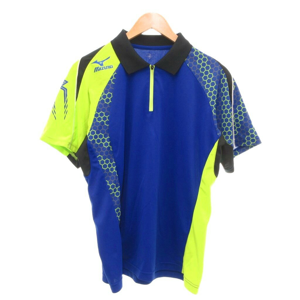 【中古】ミズノ MIZUNO ポロシャツ L 青 ブルー 半袖 ハニカム柄 /NL ■ECF003 メンズ 【ベクトル 古着】 260327