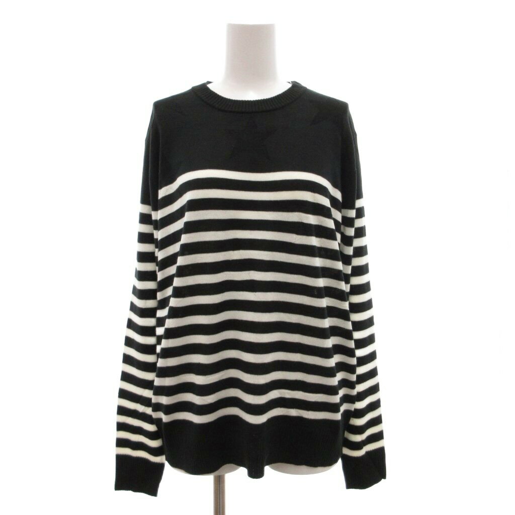 Other - 【中古】未使用品 アズールバイマウジー AZUL by moussy タグ付き ニット セーター S 黒 ブラック ボーダー柄 ラウンドネック 長袖 /NL ■ECF003 レディース 【ベクトル 古着】 260328