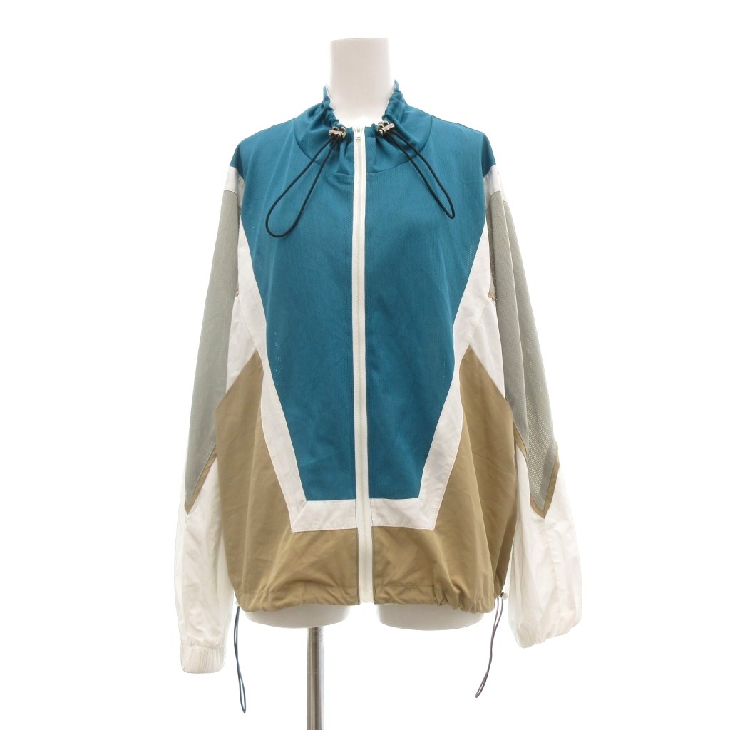 【中古】ダブルネーム DOUBLE NAME ジャケット 上着 F 青 ブルー 茶 ブラウン 白 ホワイト カラーブロック ドローストリングネック 長袖 /ML ■ECF003 レディース 【ベクトル 古着】 260326