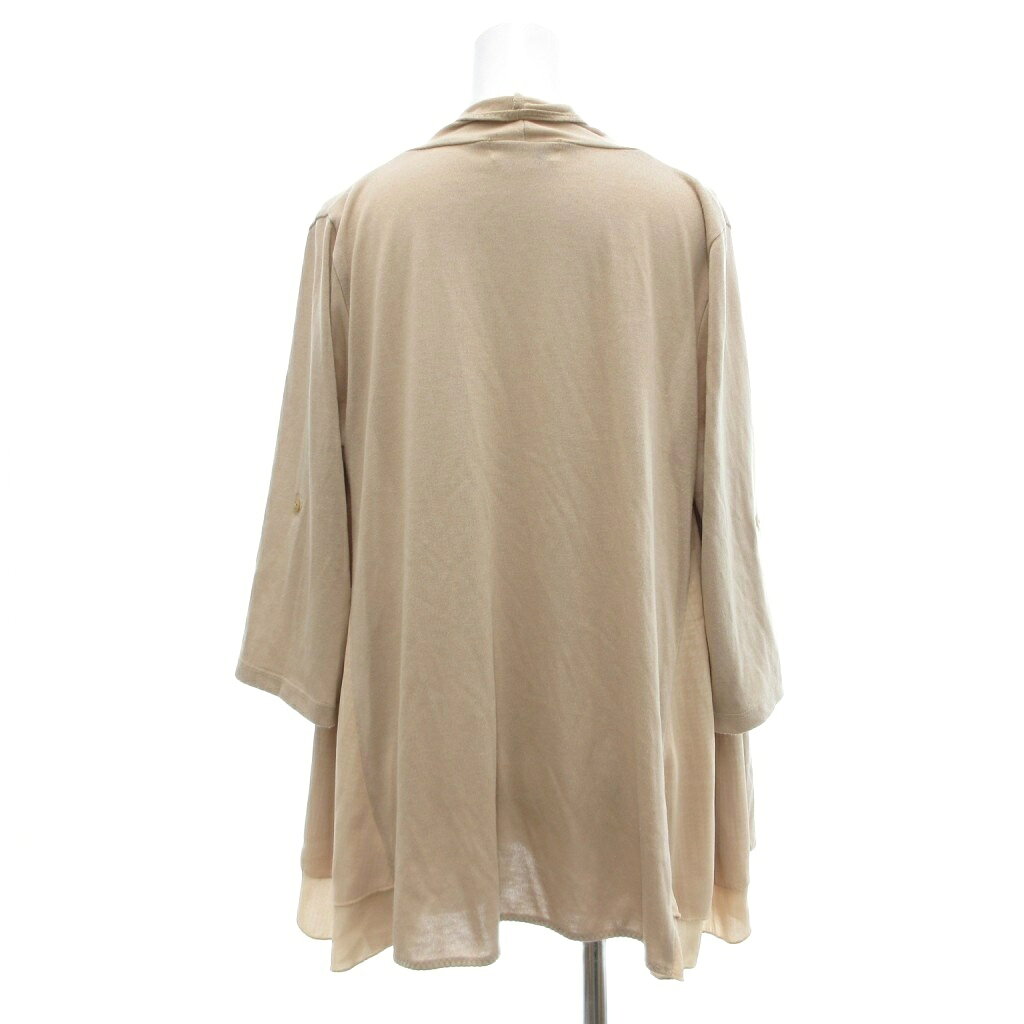 【中古】ミッシェルクラン MICHEL KLEIN カーディガン ニット 38 ベージュ 七分袖 ドレープデザイン /NU ■ECF003 レディース 【ベクトル 古着】 260330