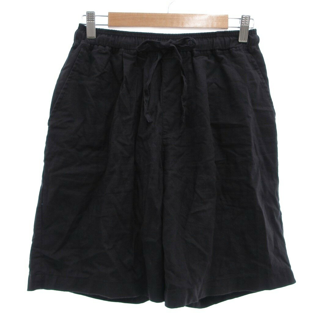 Rakuten - 【中古】アイテムズ アーバンリサーチ ITEMS URBANRESEARCH ショートパンツ 麻 リネン M 黒 ブラック 無地 ドローストリング 膝上丈 ECF003 /SC ■ECF003 レディース 【ベクトル 古着】 260403