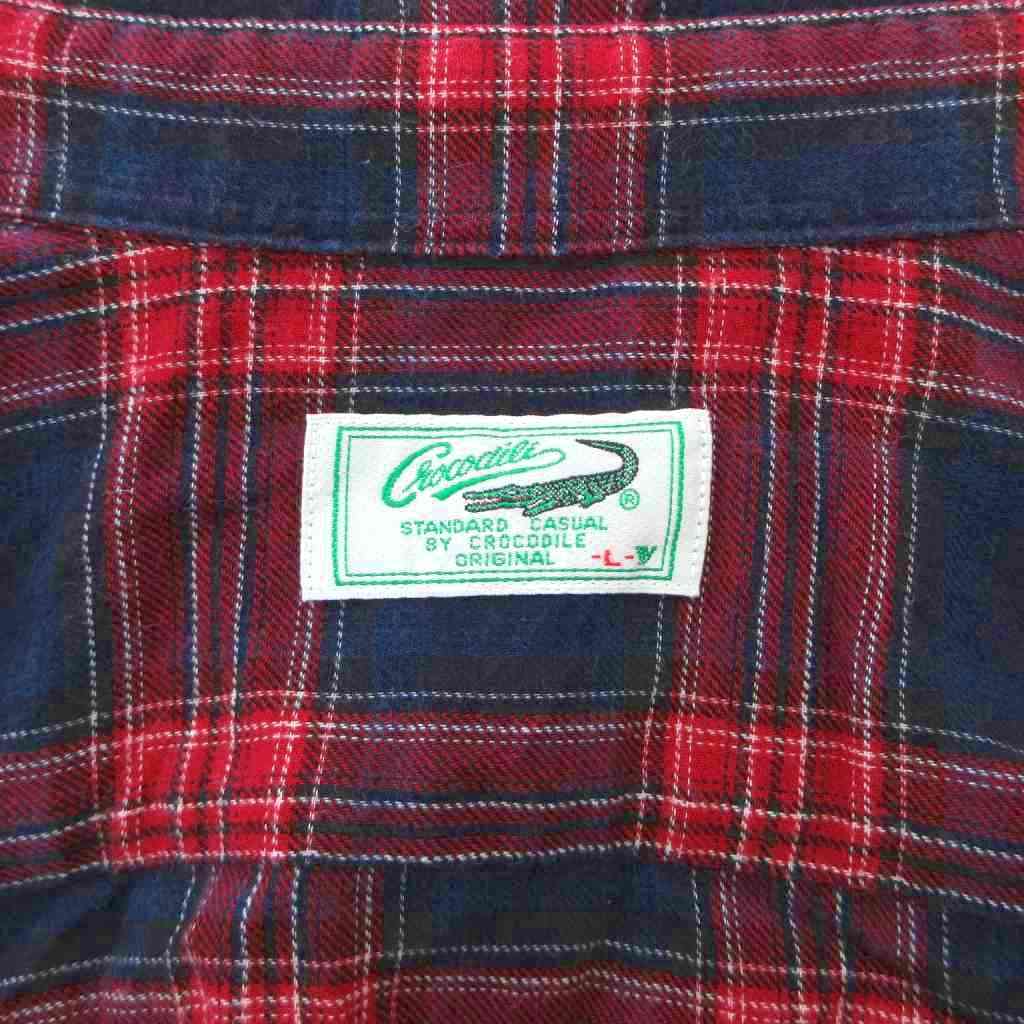 【中古】クロコダイル CROCODILE シャツ L 赤 レッド チェック柄 ボタンダウンカラー 長袖 /NL ■ECF004 メンズ 【ベクトル 古着】 260404 3