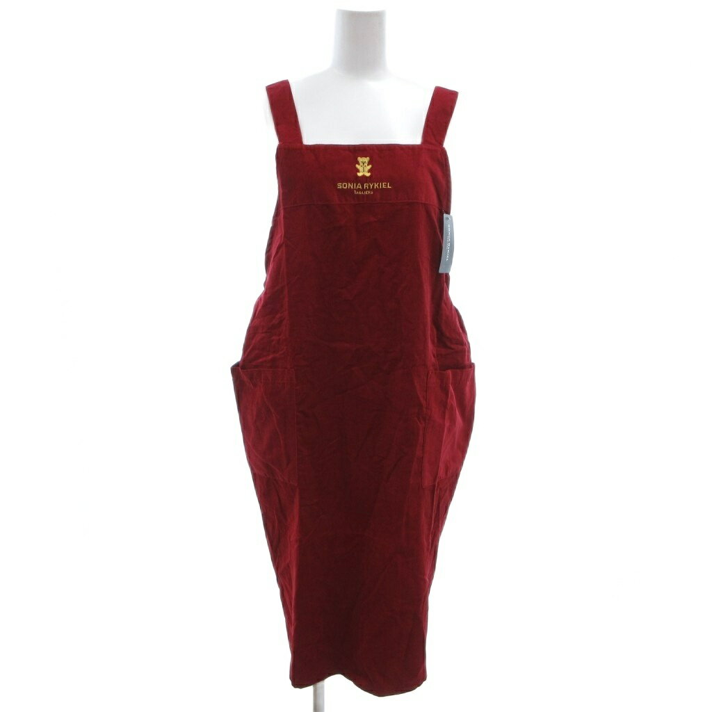 【中古】未使用品 ソニア ソニアリキエル SONIA SONIA RYKIEL タグ付き エプロン 赤 レッド クマ刺繍 ロゴ刺繍 ポケット付き /ML ■ECF004 レディース 【ベクトル 古着】 260416