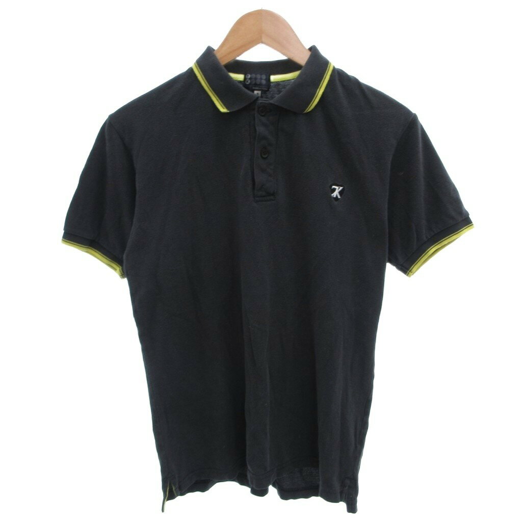 【中古】タケオキクチ TAKEO KIKUCHI ポロシャツ 3 黒 ブラック ポロカラー 半袖 ラインデザイン /IL ■ECF004 メンズ 【ベクトル 古着】 260412