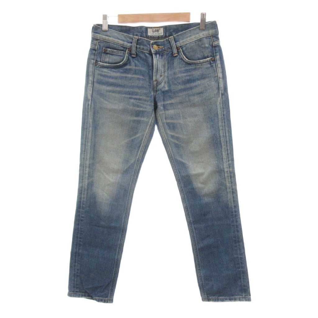 【中古】リー LEE デニムパンツ ジーンズ M インディゴブルー ウォッシュ加工 フルレングス ストレートシルエット /NU ■ECF004 レディース 【ベクトル 古着】 260415