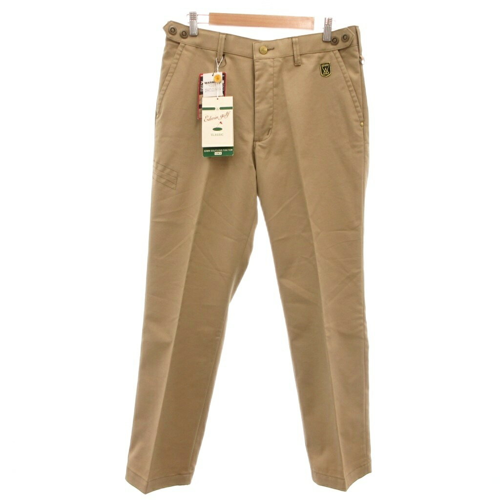 【中古】未使用品 エドウィンゴルフ EDWIN GOLF タグ付き テーパードパンツ チノパン L ベージュ ウエストタブ ロゴワッペン /MU ■ECF004 メンズ 【ベクトル 古着】 260413