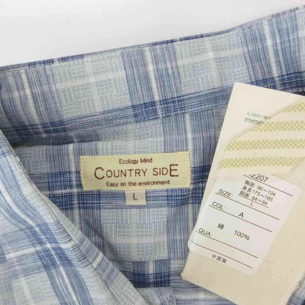 【中古】未使用品 カントリーサイド Country Side タグ付き シャツ L 水色 ライトブルー チェック柄 半袖 胸ポケット /NU ■ECF005 メンズ 【ベクトル 古着】 260509 3
