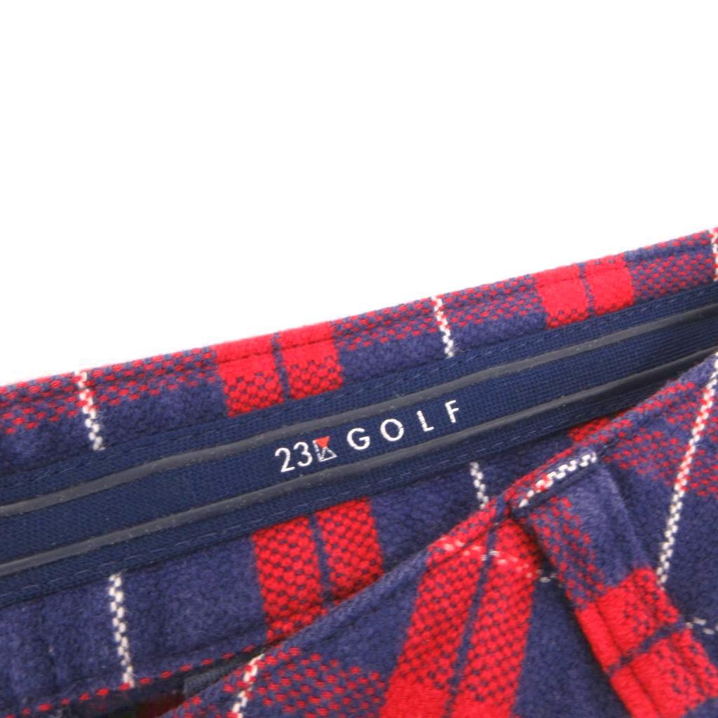 【中古】23区 オンワード樫山 GOLF パンツ スラックス 58 赤 レッド チェック柄 フ...