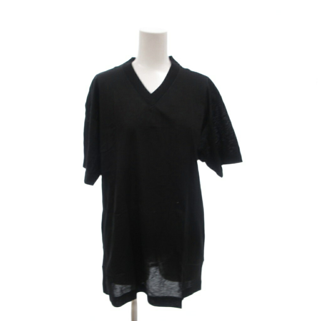 【中古】アクアスキュータム AQUASCUTUM 美品 Tシャツ カットソー M 黒 ブラック Vネック 半袖 無地 /MX 【ベクトル 古着】 260528