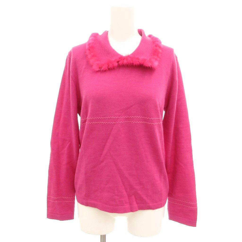 Sambucari 美品 ニット セーター 44 ピンク ステッチ ウール /NL ■ECF006 レディース  260609