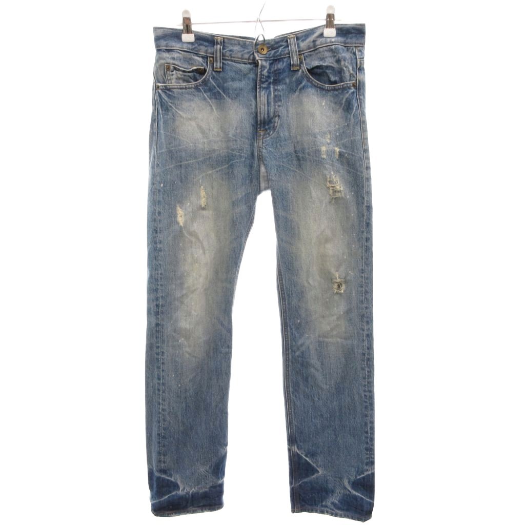 [Used] LOWRYS FARM Denim Pants Jeans M Light Blue Distressed Straight Full Length /TL ■ECF006 Men's [Vector Used Clothing] 260625