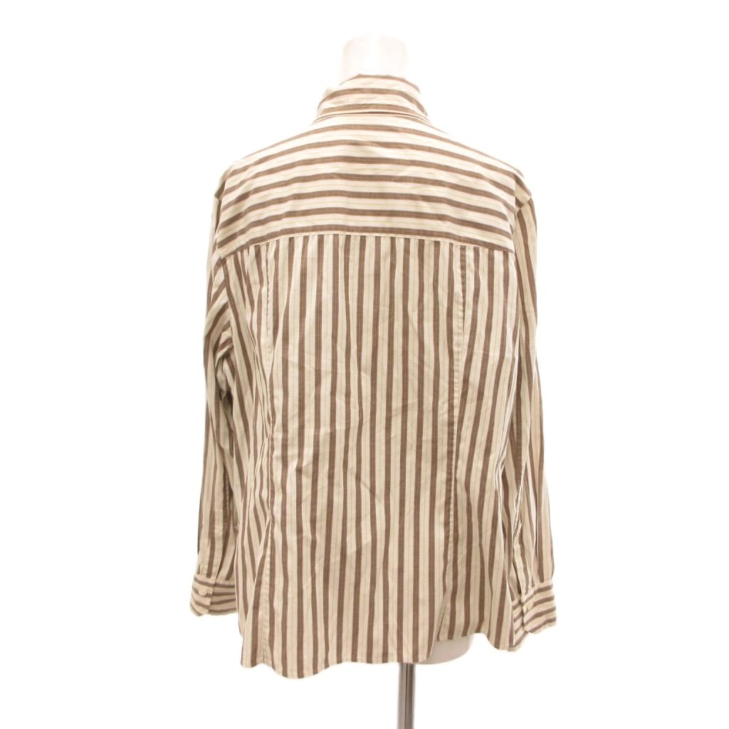 中古 バーバリー ロンドン BURBERRY LONDON シャツ 長袖 ストライプ 15BR 白 ホワイト 茶 ブラウン JS vectorpremium-19264211 ブランド古着ベクトルプレミアム店 サンプル画像2