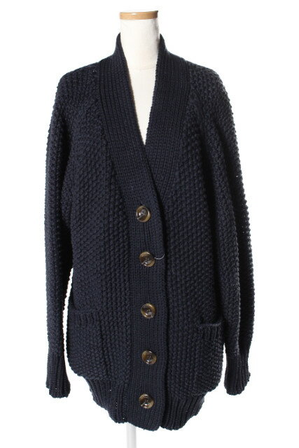 【中古】 ジャーナルスタンダード JOURNAL STANDARD NEU 18SS ビッグカノコ ロング カーディガン 紺 ネイビー /ka0418 レディース 【ベクトル 古着】 190426