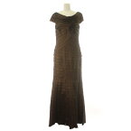 【中古】タダシショージ TADASHI SHOJI ワンピース ロング ドレス ティアード フラワー USA製 4 L 茶 ブラウン /IR ■GY19 レディース 【ベクトル 古着】 240408