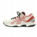 【中古】アシックス asics ゲルベロシティー GEL-VELOCITY 2 テニスシューズ スニーカー レザー ローカット オールコート用 US4 22.5cm 白 ホワイト 赤 レッド TLL720 /XZ GY17 レディース 【…