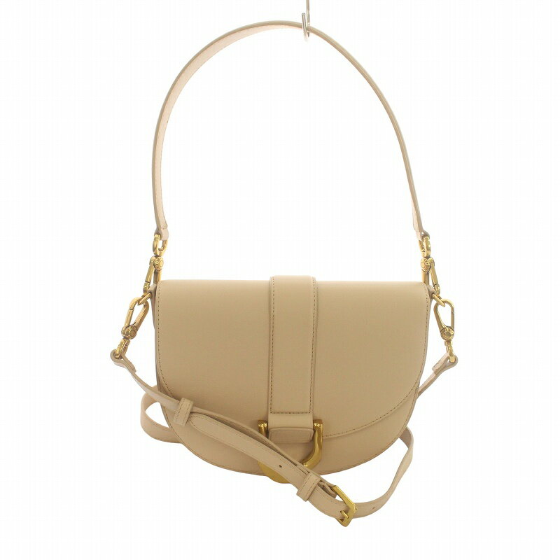 【中古】チャールズ&キース CHARLES&KEITH Gabine ガビーヌ レザーサドルバッグ 2way ハンド ショルダーバッグ ゴールド金具 フラップ ベージュ /IR ■GY19 レディース 【ベクトル 古着】 240424のサムネイル