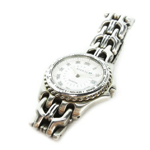 【中古】アラミス ARAMIS World Time デイト クォーツ 腕時計 ウォッチ ステンレススチール ローマンインデックス 防水 シルバーカラー /MN2 ■GY99 メンズ 【ベクトル 古着】 250624