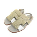 【中古】トッズ TOD'S サンダル ストラップ ローヒール エナメル フリンジ 38 25cm ベージュ /MS ■GY19 レディース 【ベクトル 古着】 241216(4)