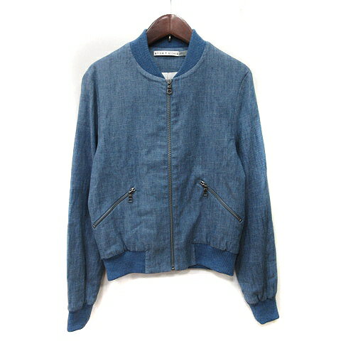 【中古】アリスオリビア alice + olivia ジャケット ブルゾン 総裏地 ジップアップ 麻混 リネン混 XS 紺 ネイビー /YI ■GY19 レディース 【ベクトル 古着】 241218