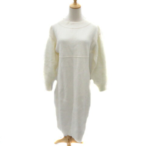 【中古】シップス SHIPS ニットワンピース ミモレ丈 長袖 ONE オフホワイト /YK20 ■GY12 レディース 【ベクトル 古着】 241218