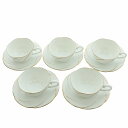【中古】HOYA ホーヤ WHITE SHADOW ホワイトシャドウ ティーカップ ソーサー 5客セット 食器 白 ホワイト ゴールドカラー ■GY11 /MW...