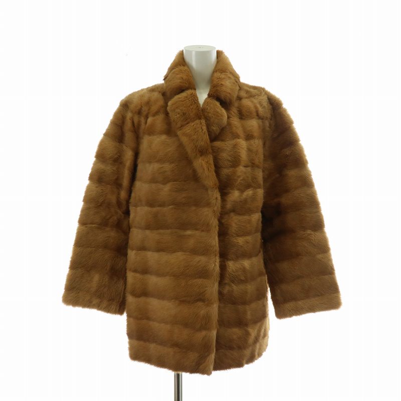 【中古】パロディ palody ファーコート アウター 毛皮 ミンク ミドル 11 L 茶色 ブラウン /XZ ■GY18 レディース 【ベクトル 古着】 241215