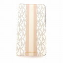 【中古】マイケルコース MICHAEL KORS スマホケース 手帳型 PVC MKロゴ 総柄 iPhone 11 Pro 白 ホワイト ベージュ /UO レデ...