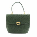 【中古】ノーブランド ハンドバッグ オーストリッチ レザー 緑 グリーン /HO◇ 0228 ■GY18 レディース 【ベクトル 古着】 250228