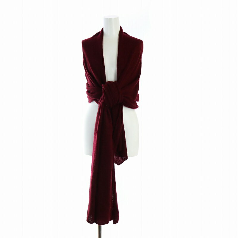 【中古】ザノーネ ZANONE マフラー 大判ストール カシミヤ ロゴ 赤 レッド ■GY17 /MQ メンズ レディース 【ベクトル 古着】 250112